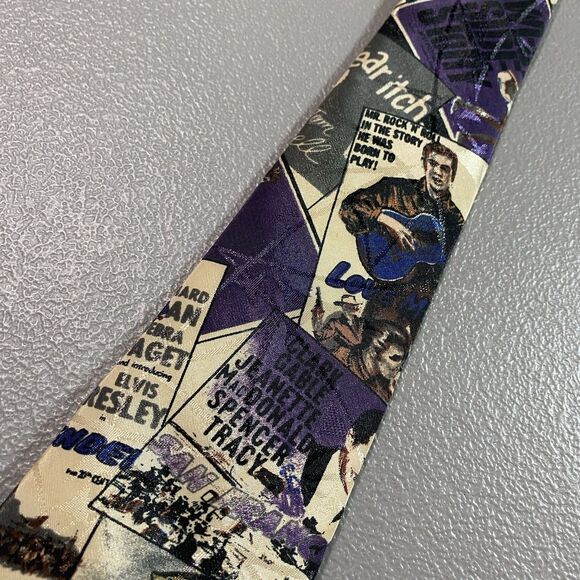 Vintage ENVOY Mens Tie Necktie Limited Edition Hollywood Black Purple 55.5" USA - Picture 8 of 12